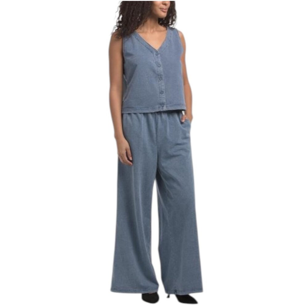 JANE & DELANCEY Loopback French Terry Denim Vest and Pants Set